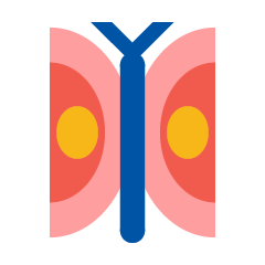 graphic of a pink and blue butterfly 