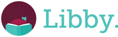 Libby logo is the top of a head over an open book