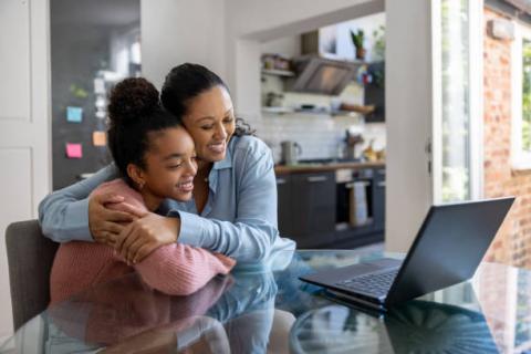 happy mother and daughter 