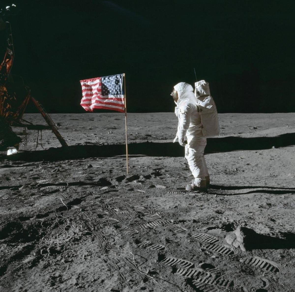 man standing on moon